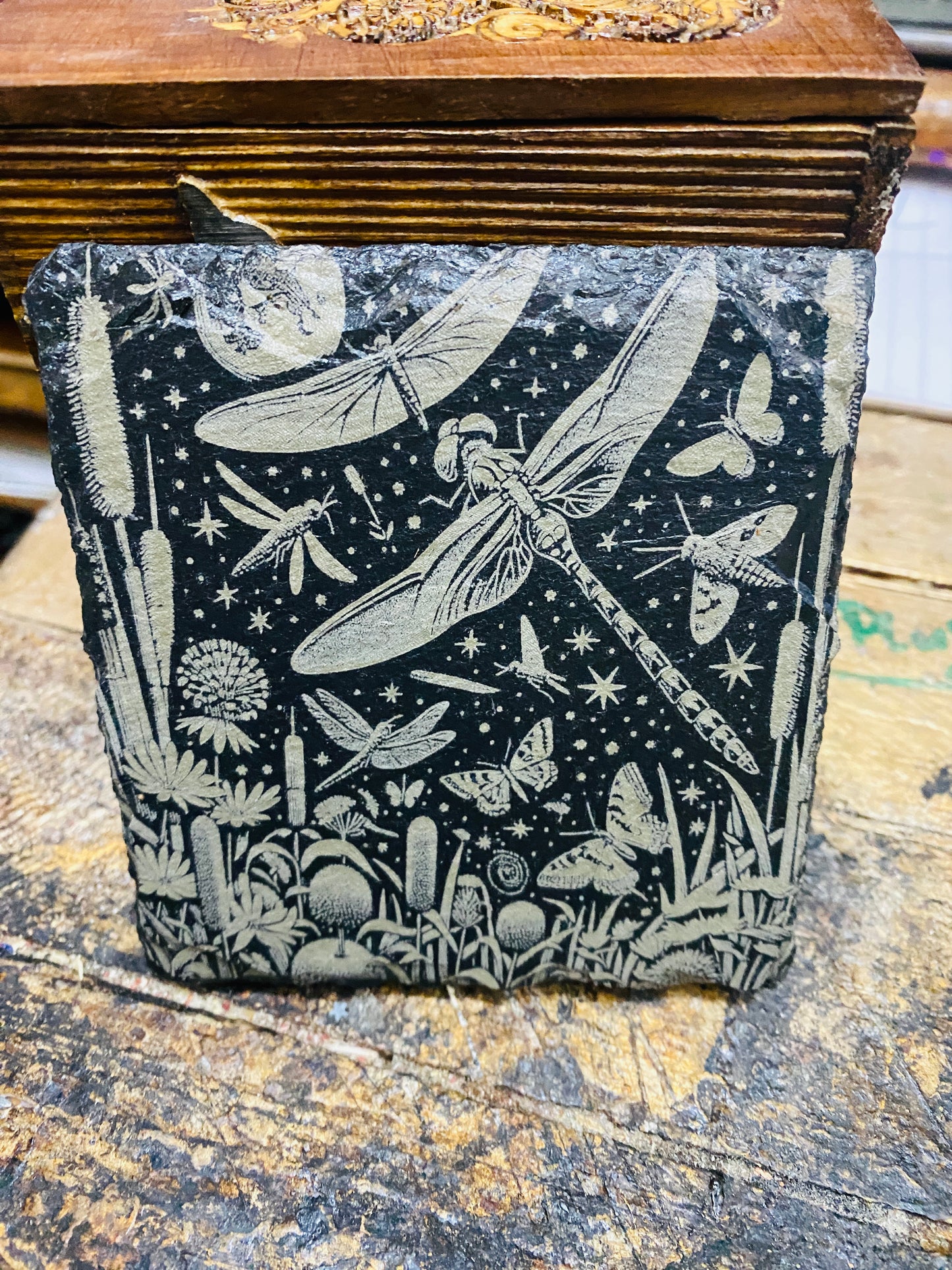 Dragonfly slate coasters x 4