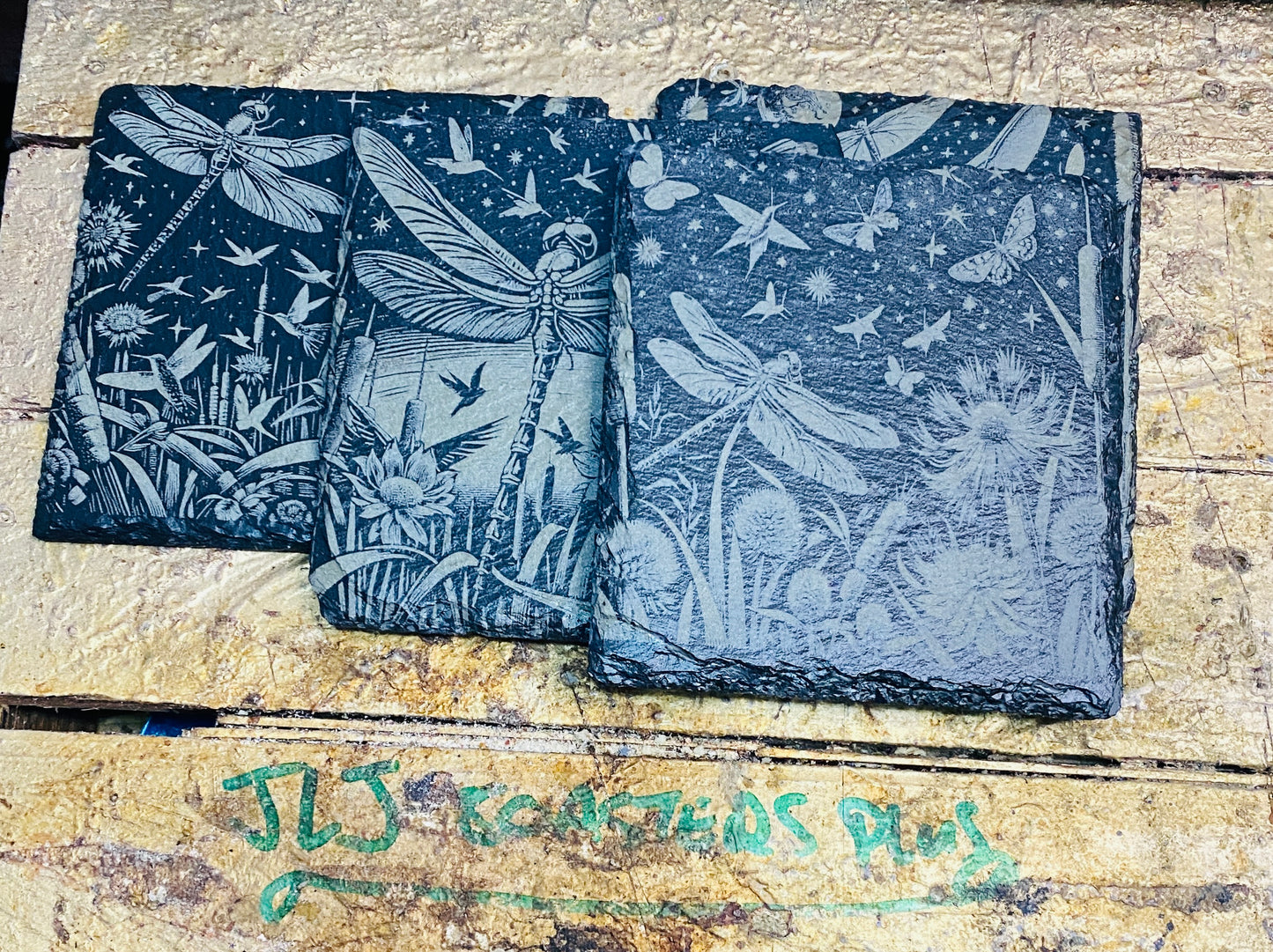 Dragonfly slate coasters x 4