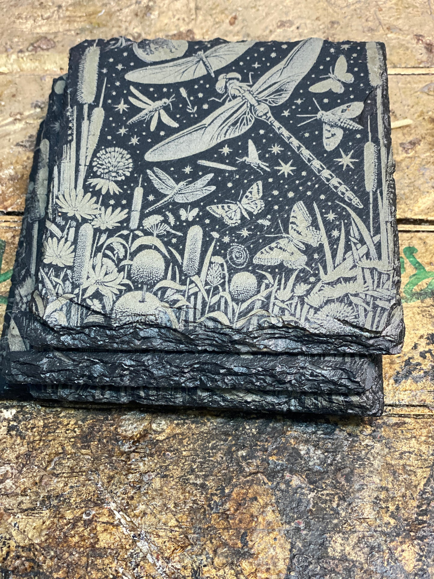 Dragonfly slate coasters x 4