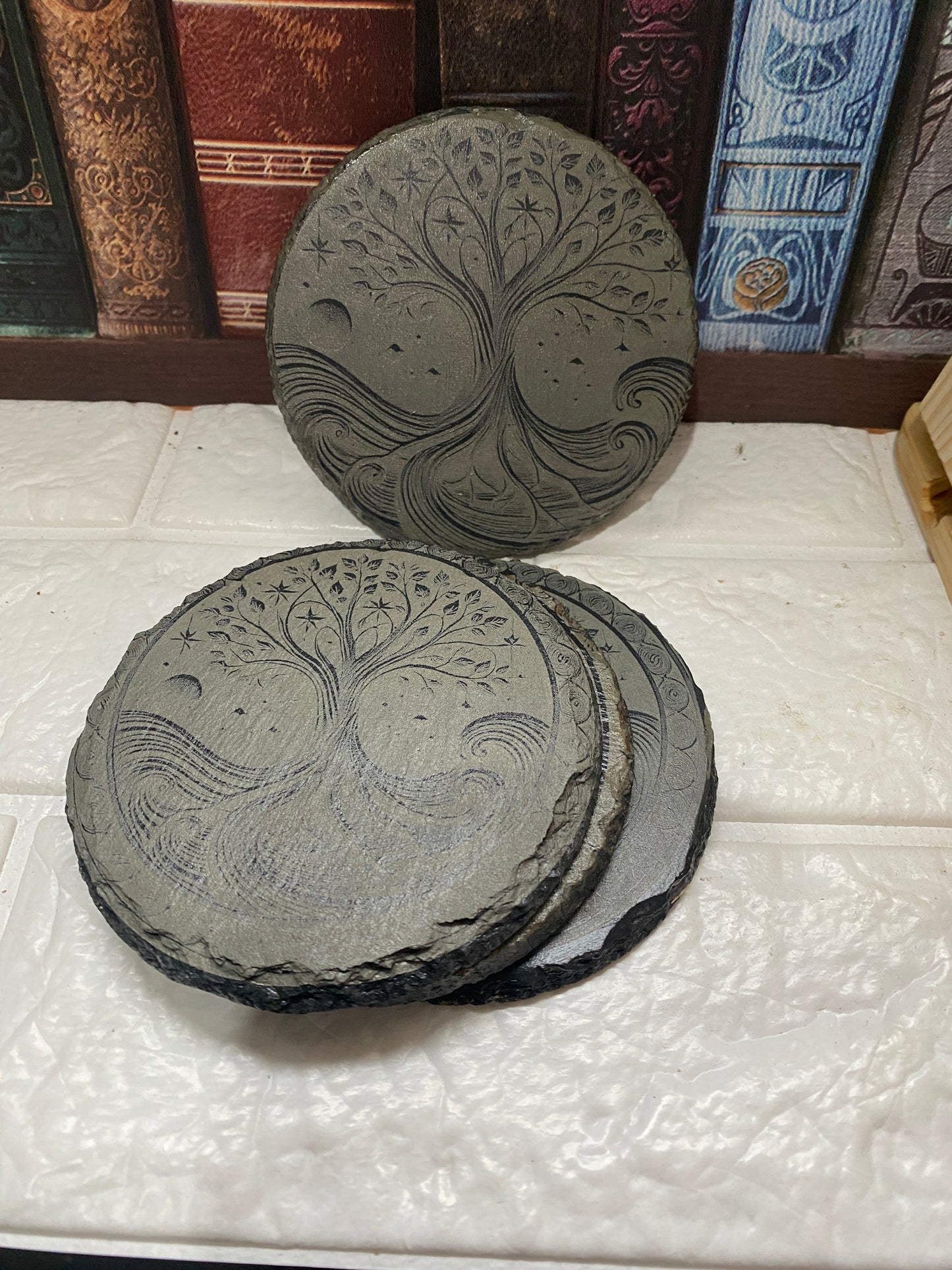 slate Tree of Life Coaster x 4