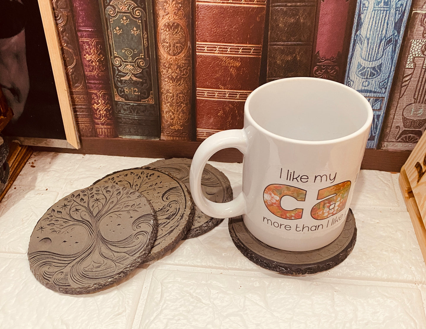 slate Tree of Life Coaster x 4