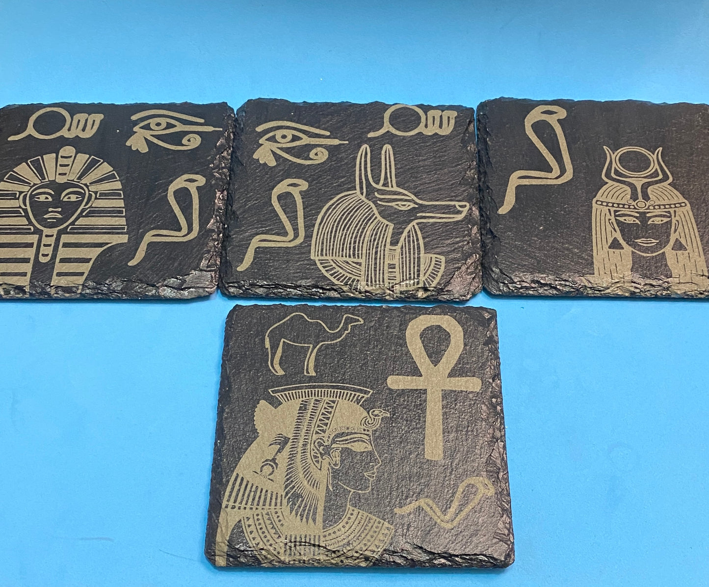 Egyptian hieroglyphs slate coaster x 4