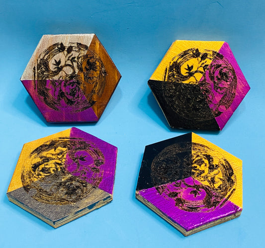 hexagon tree of life coasters