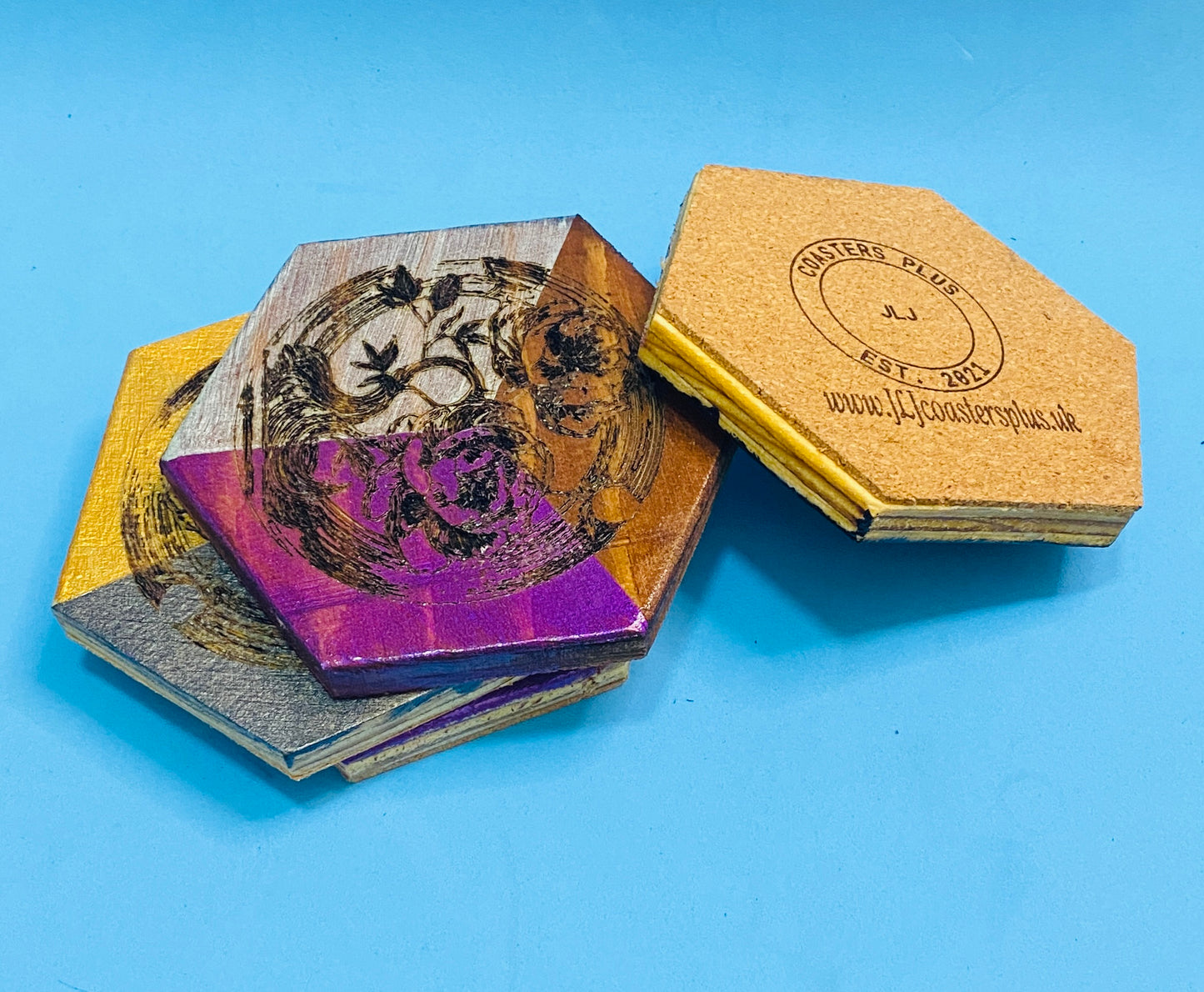 hexagon tree of life coasters