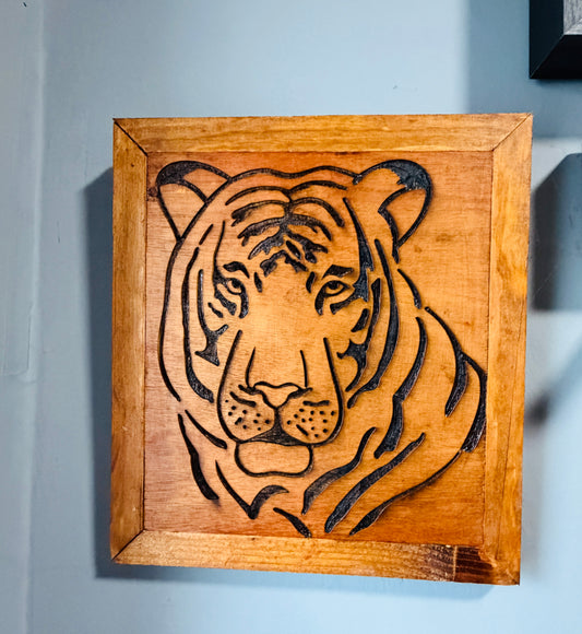 Tiger Head Laser Engraved