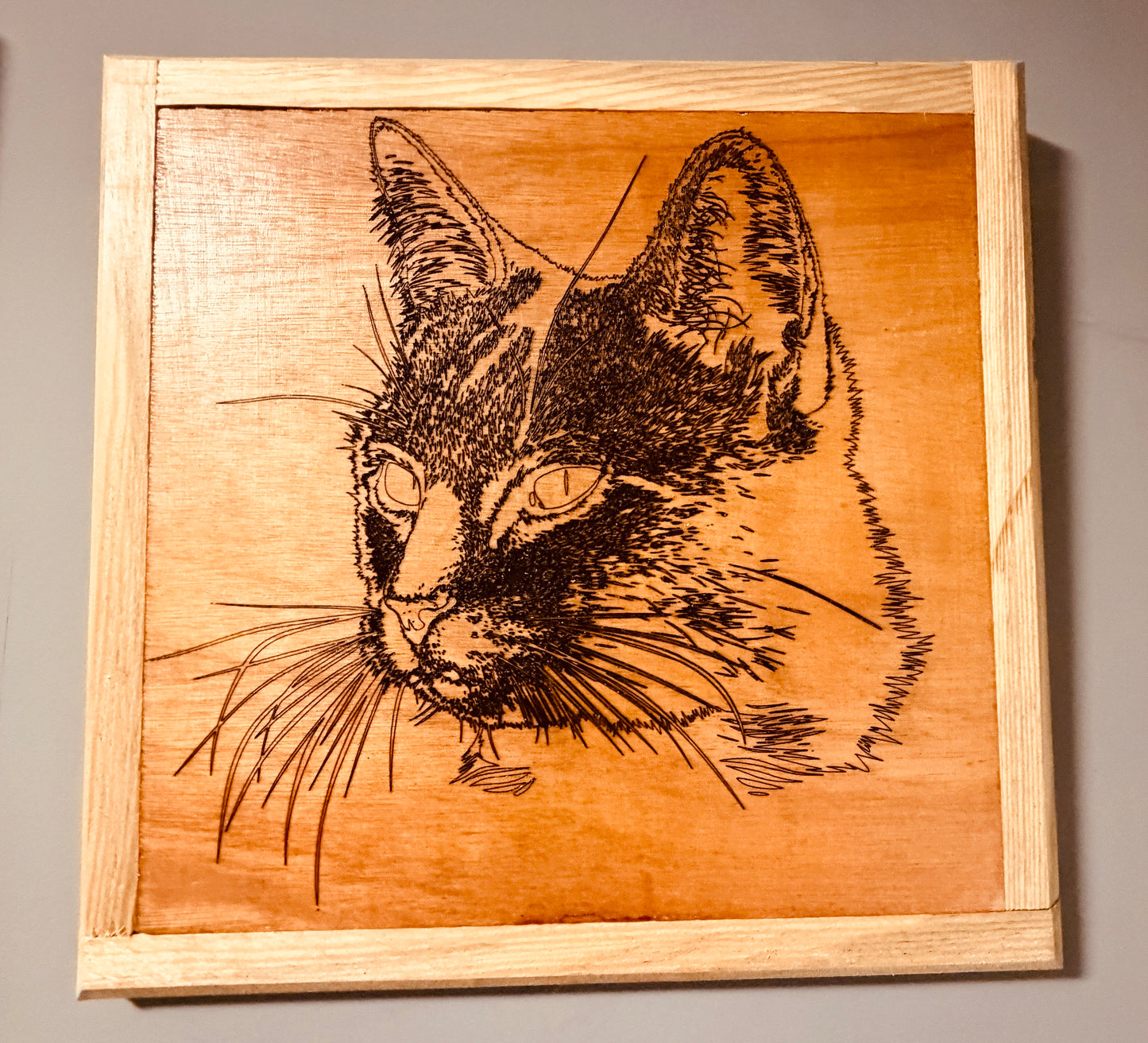 Handmade Laser Engraved CAT wall art