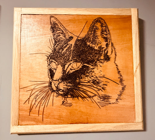 Handmade Laser Engraved CAT wall art