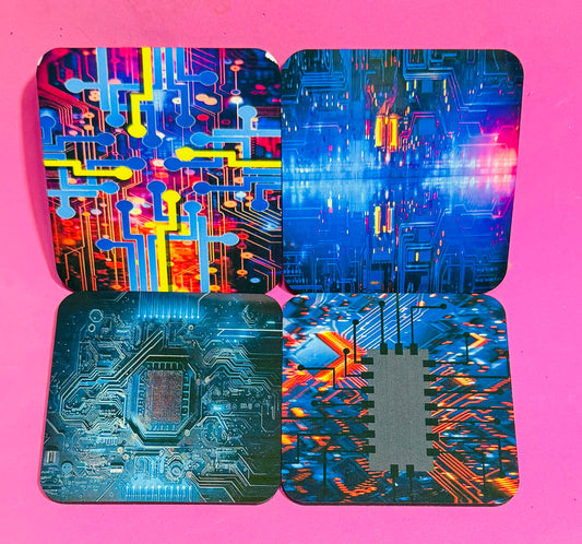 Tech Circuit Coasters x 4