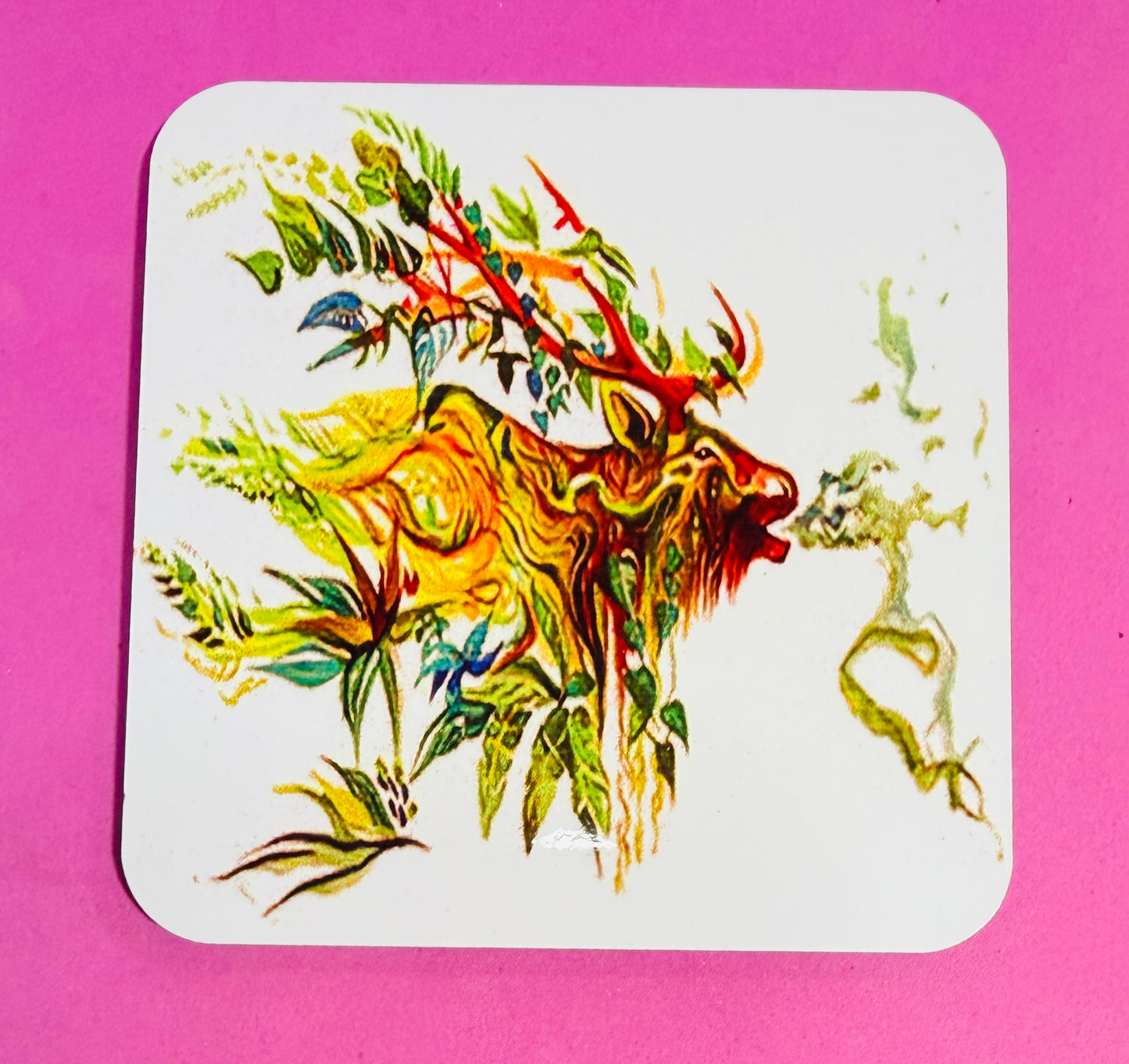 🔥 One-Off Abstract Wildlife Coaster Set – Handmade &amp; Bold