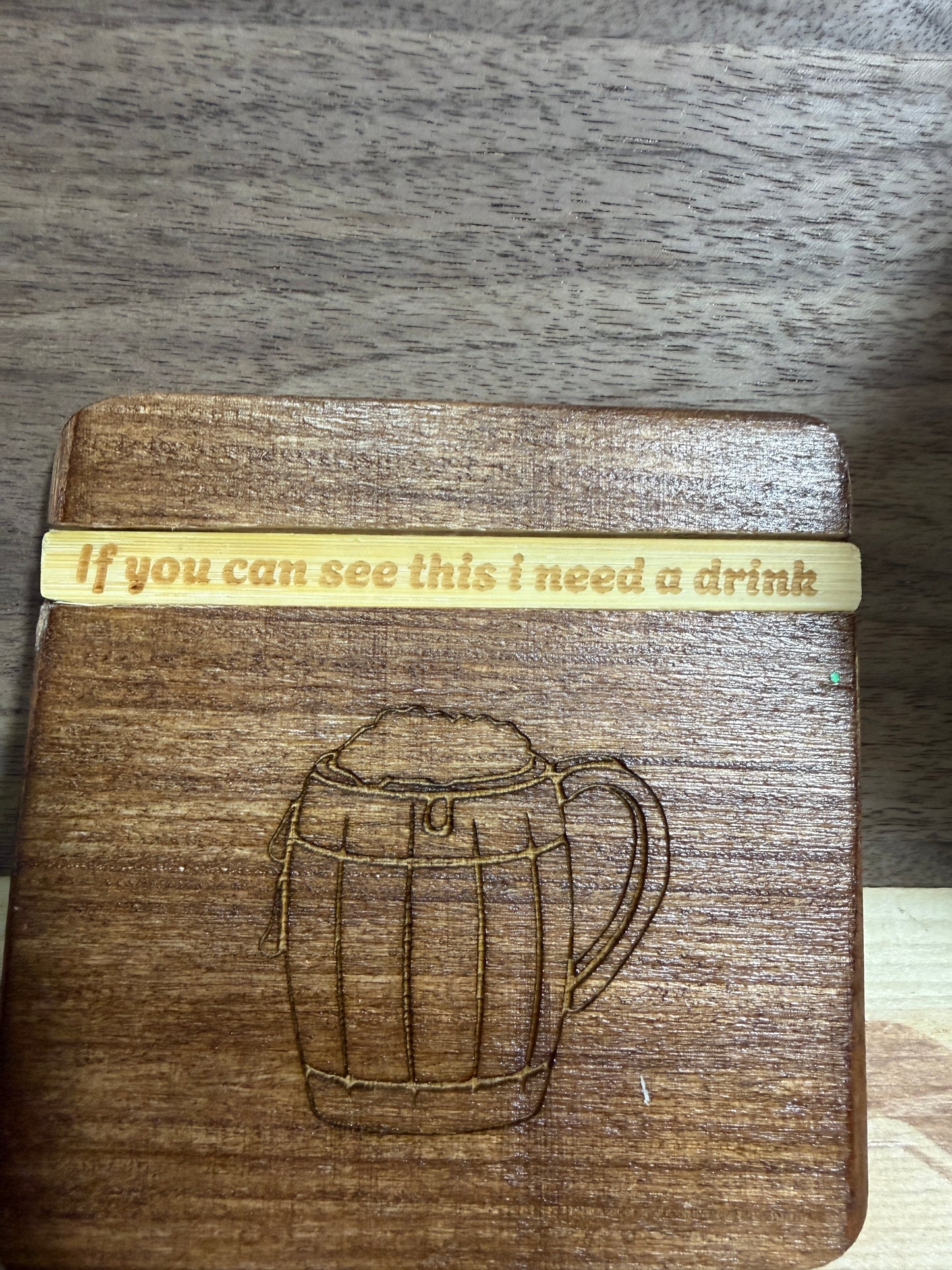 🍺 Personalised Wooden Beer Coasters – With Interchangeable Names & Sayings