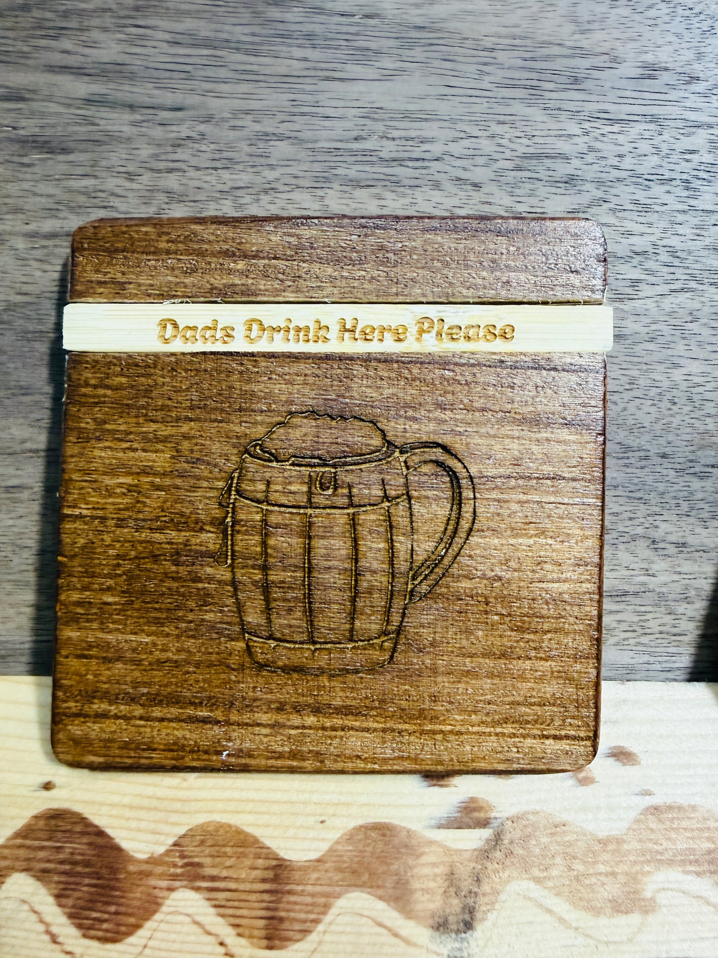 🍺 Personalised Wooden Beer Coasters – With Interchangeable Names & Sayings