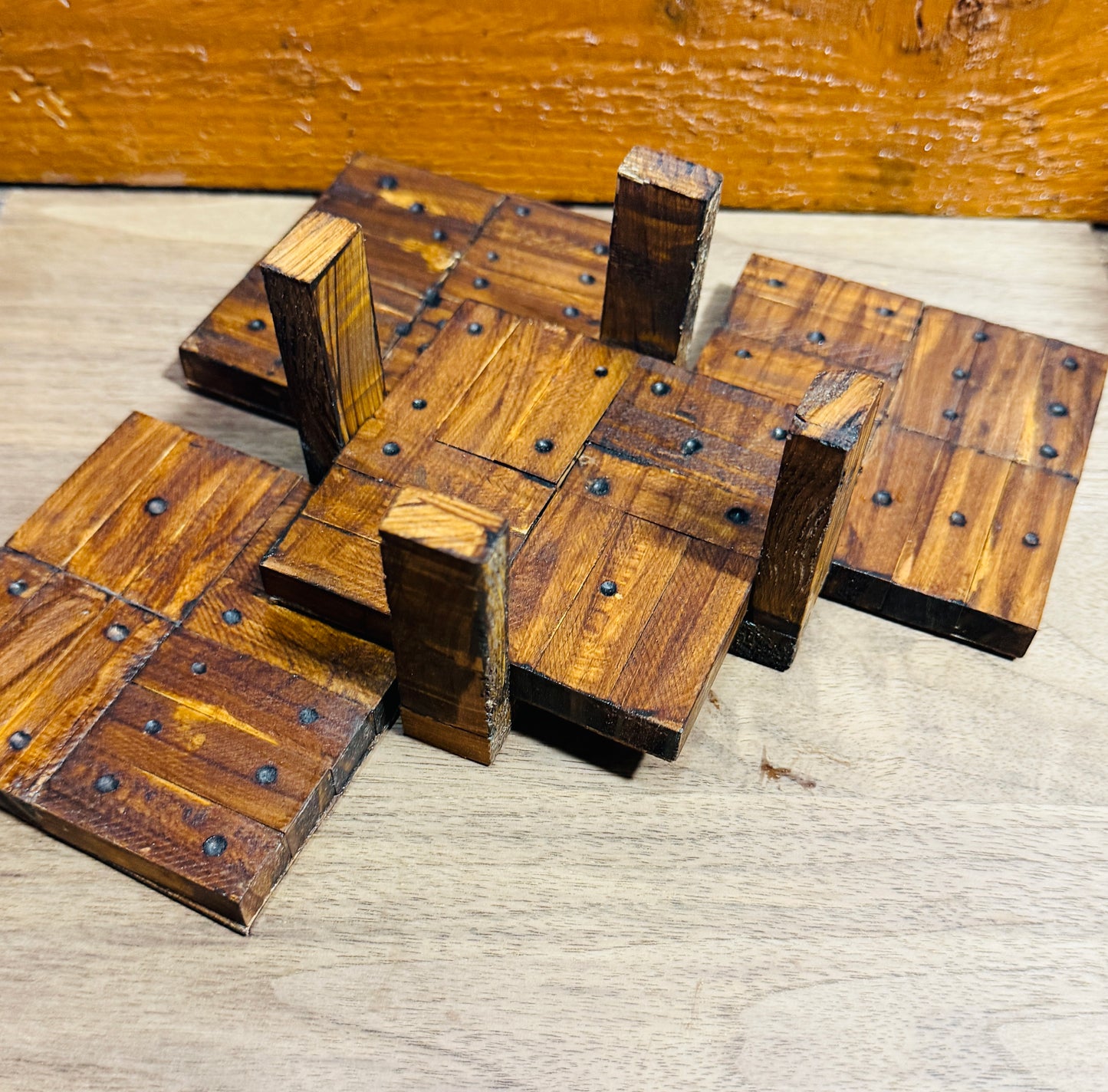 🁫 Handmade Domino Spot Coasters Set with Holder