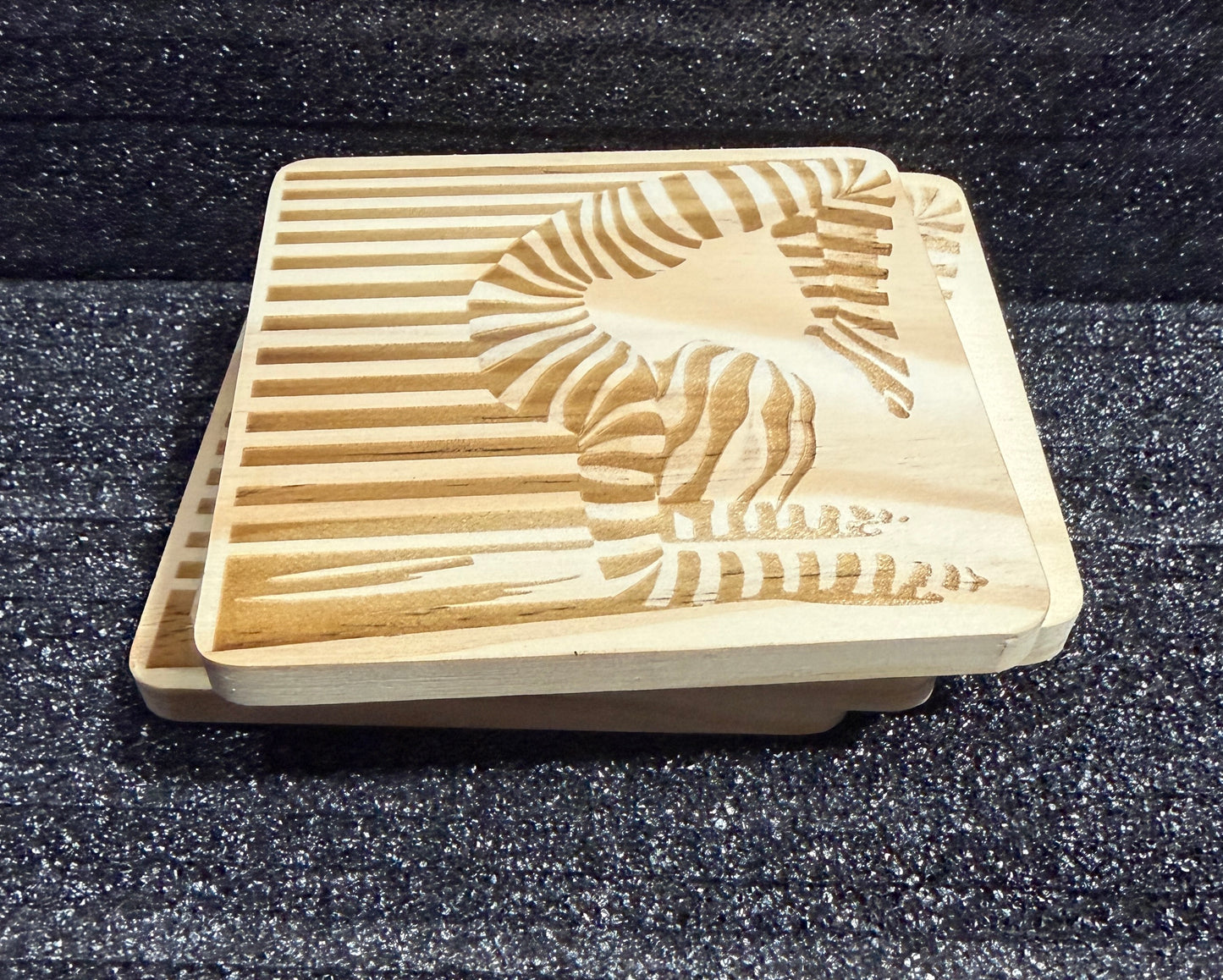 🖤 Athletic Women Striped Art Coasters – Set of 4