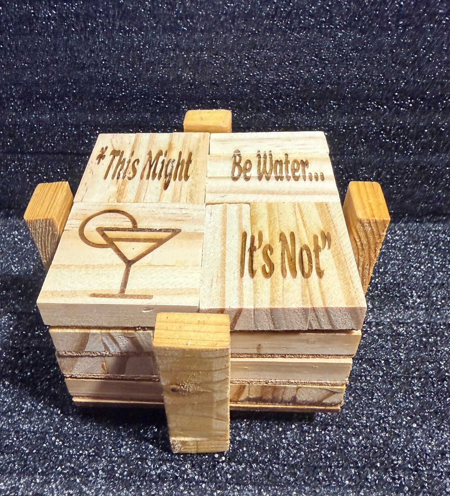 🪵 “This Might Be Water… It’s Not” – Handmade Jenga Block Coasters