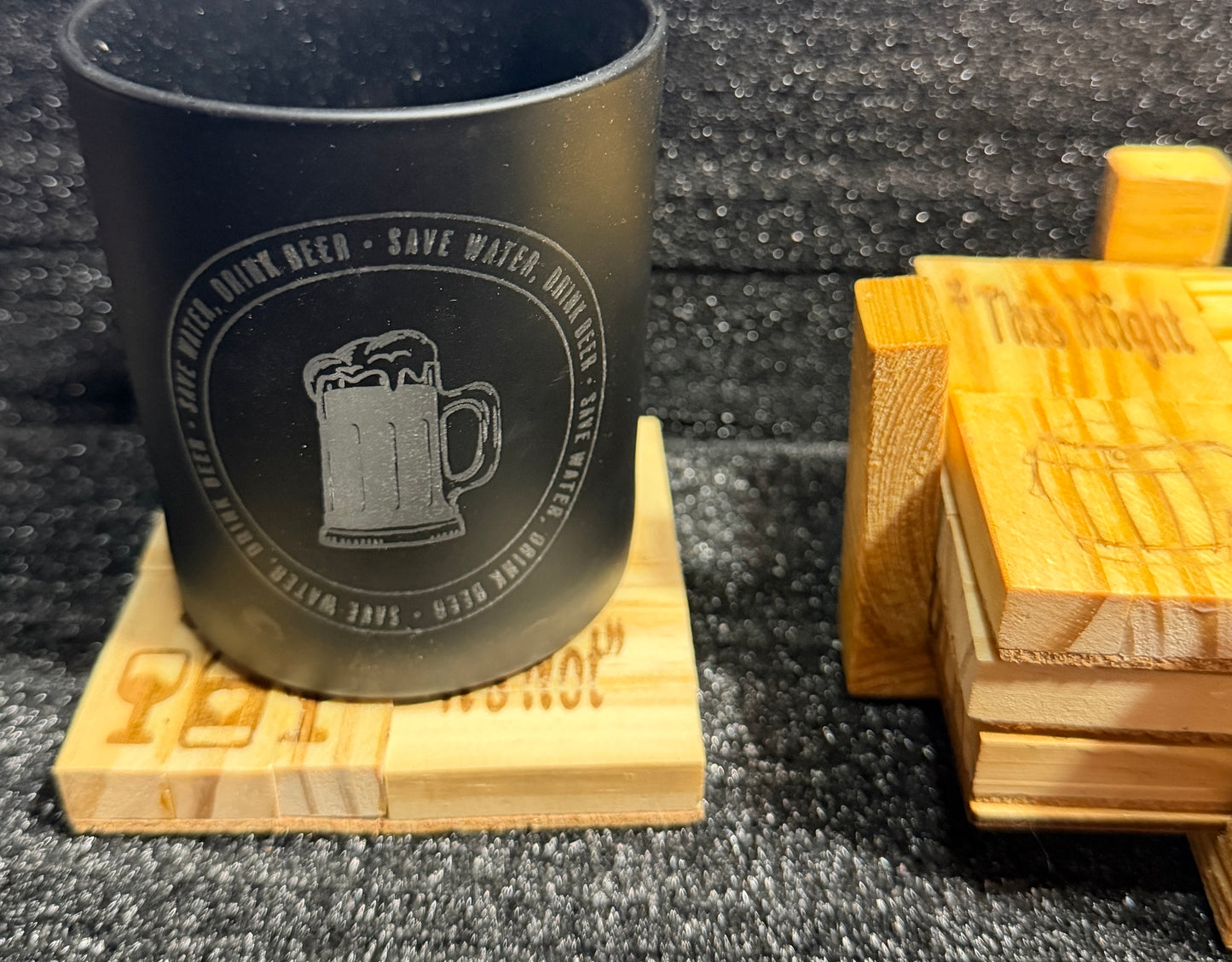 🪵 “This Might Be Water… It’s Not” – Handmade Jenga Block Coasters