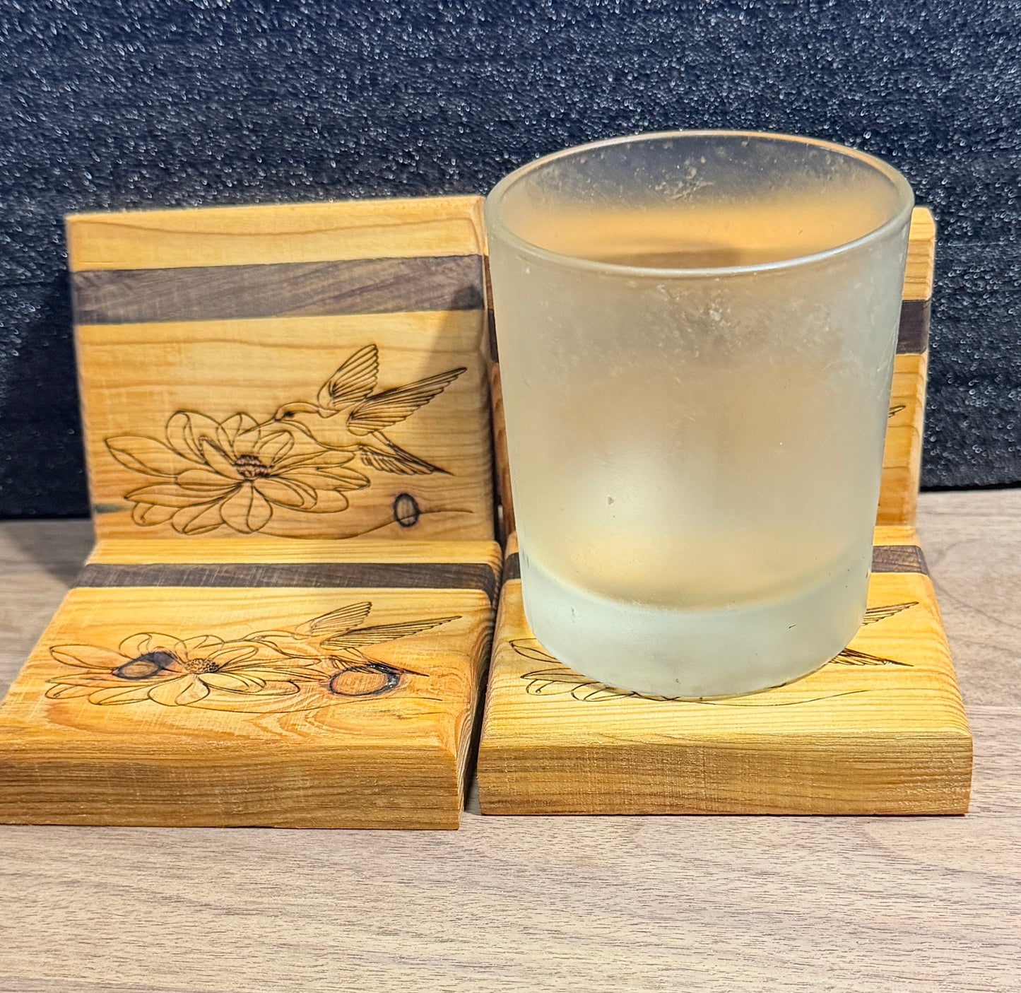 🌿 Hummingbird Chunky Wooden Coasters – Handmade &amp; Laser Engraved