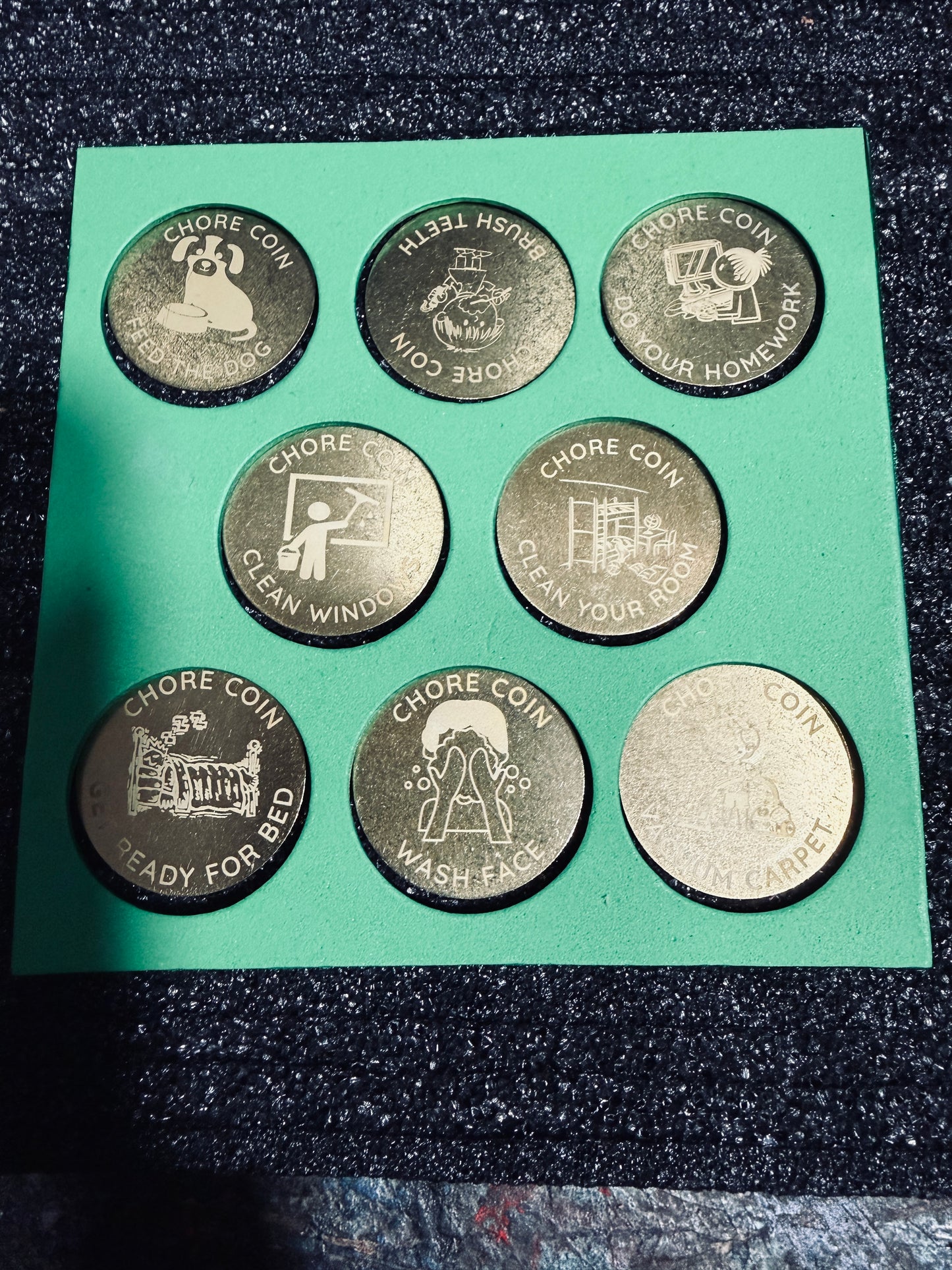 Chore task coins x 8 for the kids