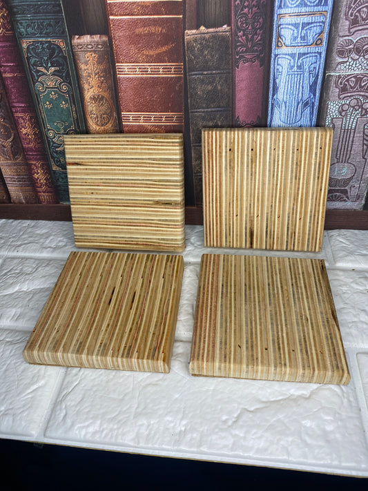 line Pattern wooden coasters x 4