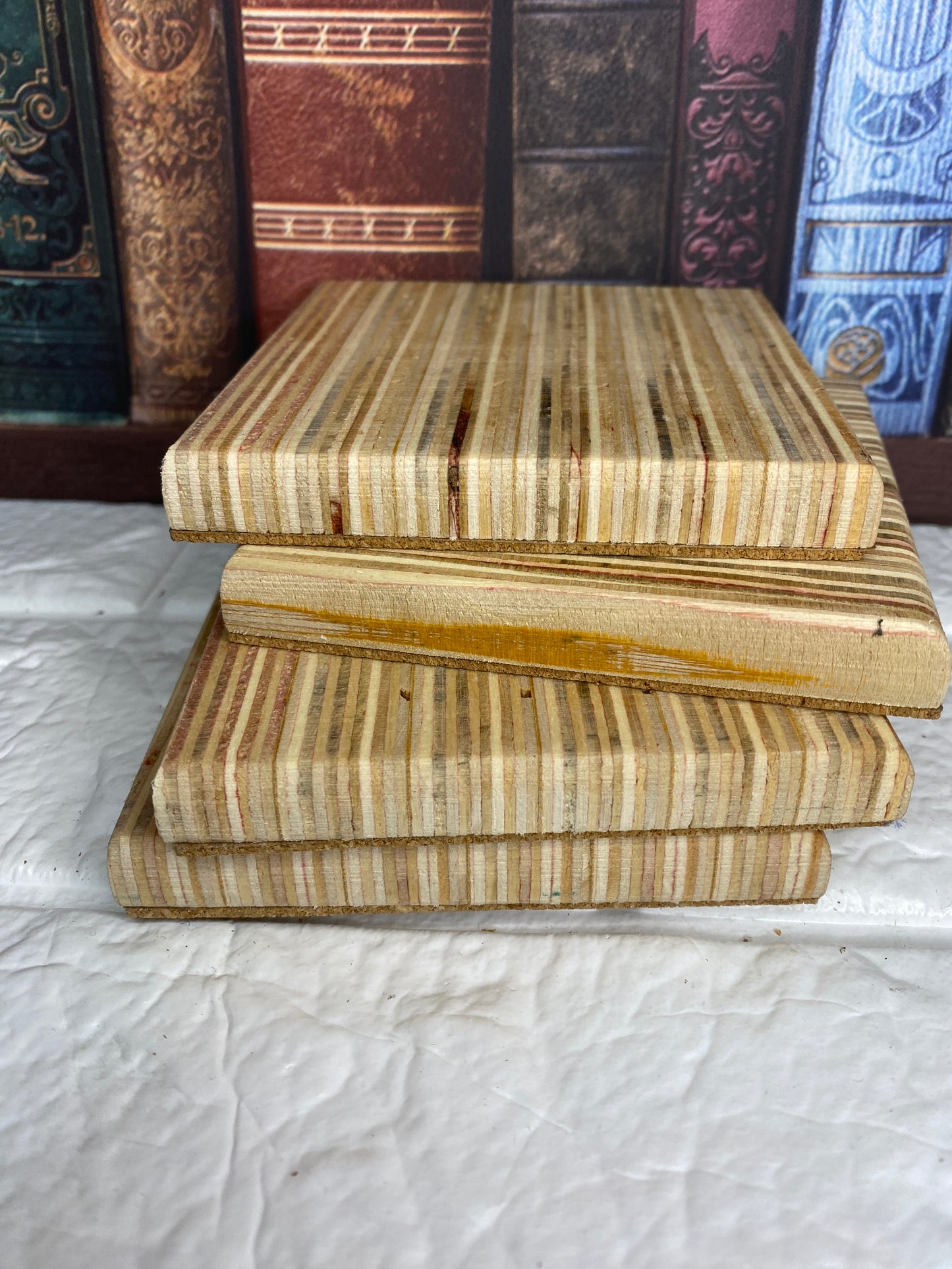 line Pattern wooden coasters x 4