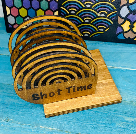 shot, beer time Coasters  x 4