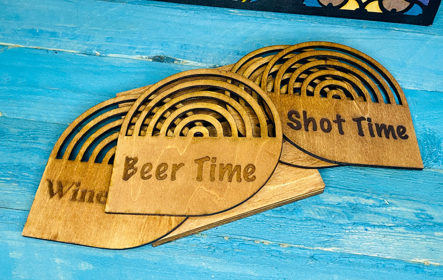 shot, beer time Coasters  x 4