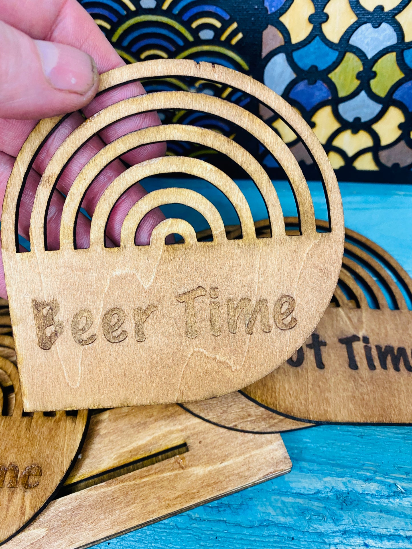 shot, beer time Coasters  x 4