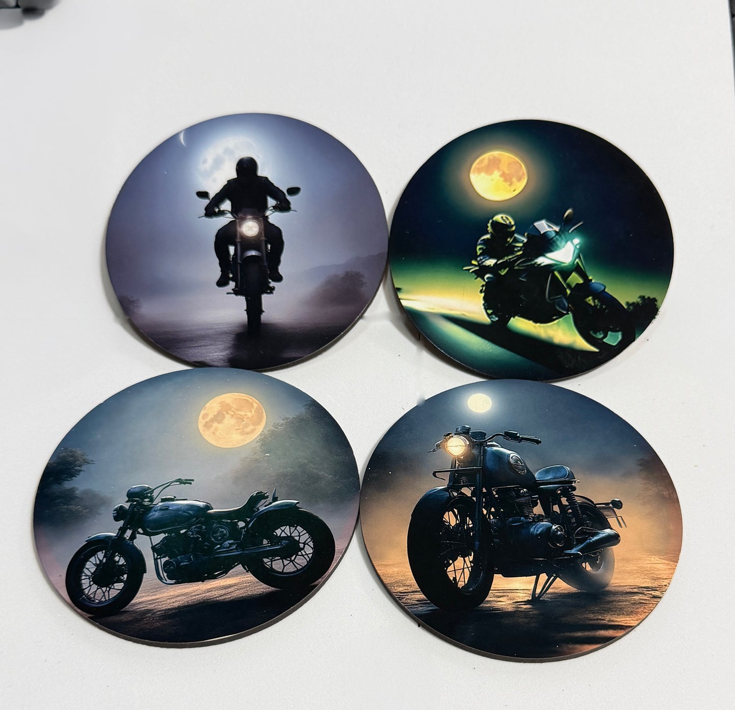 Motorbike Coasters Set of 4 | Motorcycle Sublimation Coasters | Biker Gifts | Man Cave & Garage Bar Coasters | Bike Lover Gift