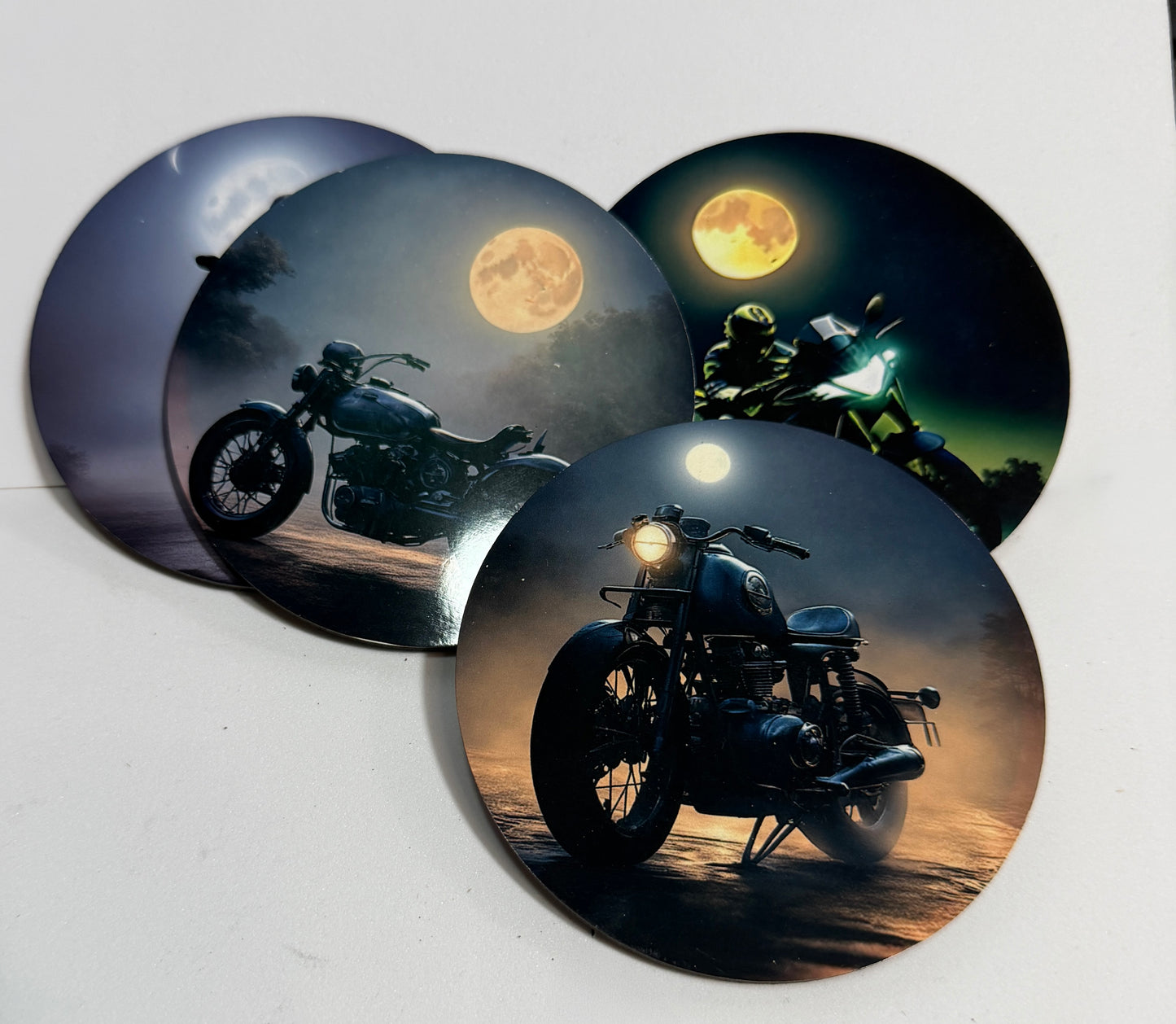 Motorbike Coasters Set of 4 | Motorcycle Sublimation Coasters | Biker Gifts | Man Cave & Garage Bar Coasters | Bike Lover Gift
