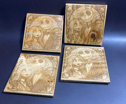 Coasters, Halloween the corpses Bride laser engraved