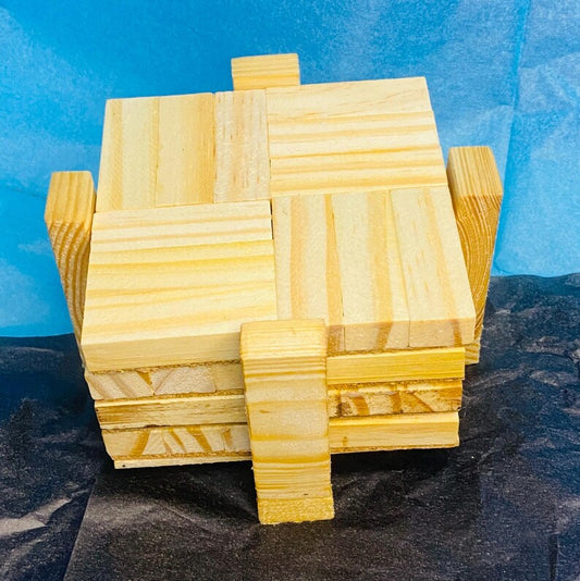 4 Wooden coasters with holder. Handmade great gift