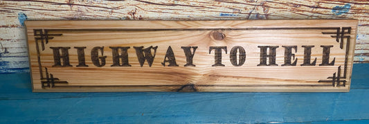 Highway To Hell. Handmade wood wall art