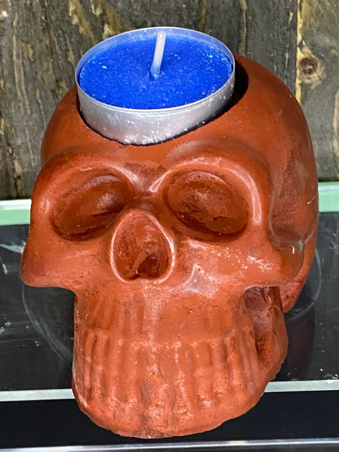 Skull cement T light Holder