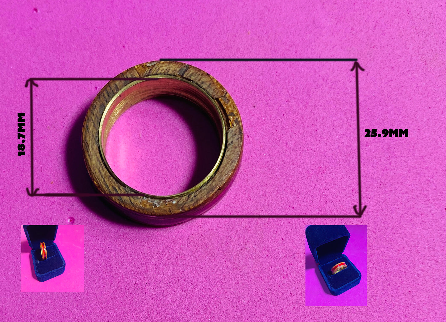 mahogany ring with red inlay