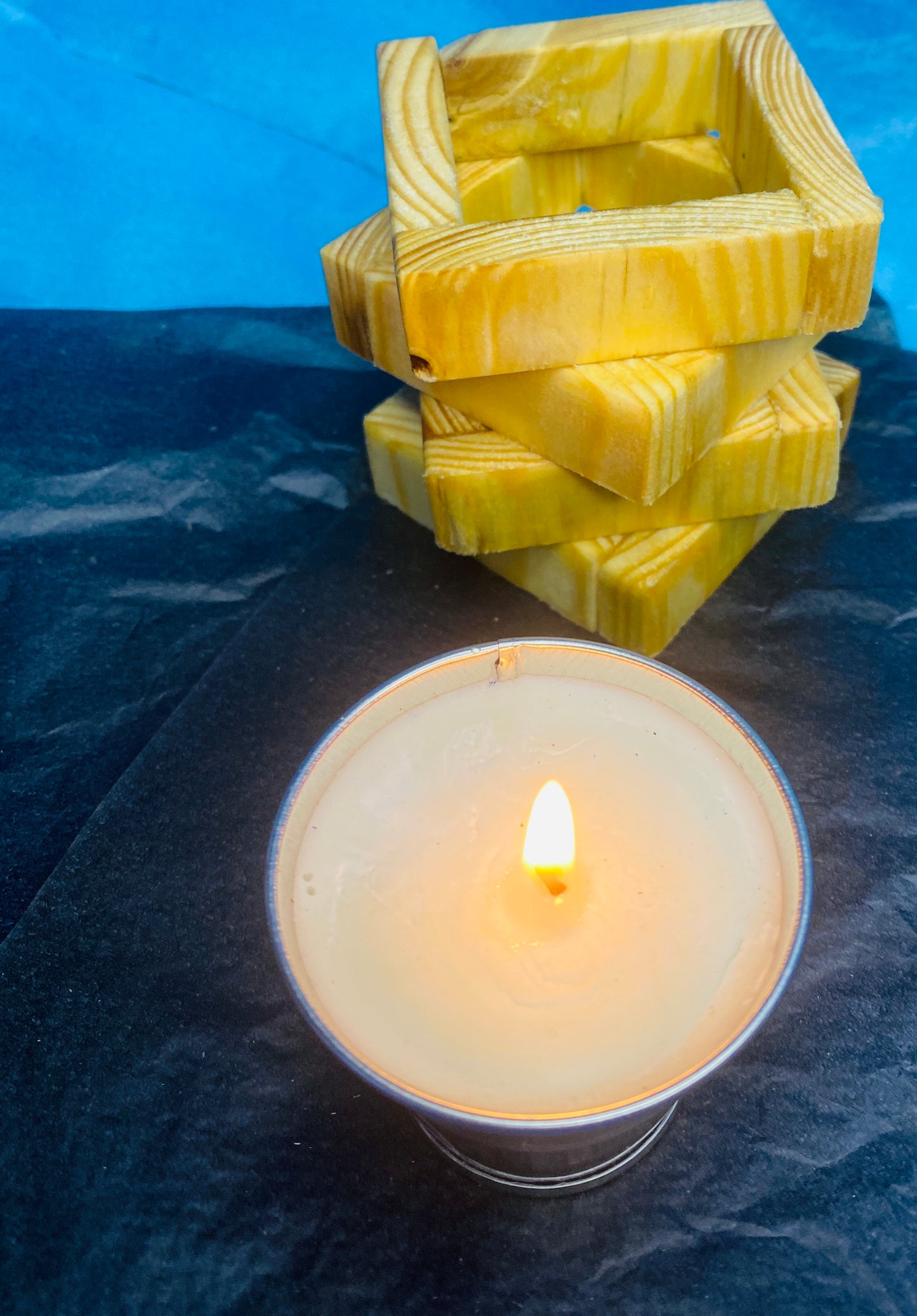 T candle with Bucket candle